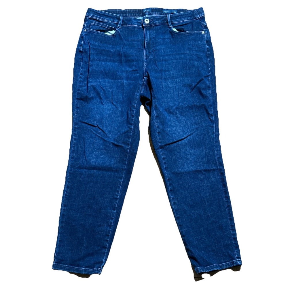 J.Jill Jeans Women's 18 Blue Curvy Fit Slim Leg Dark Wash High Rise Stretch Chic